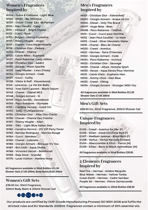essens perfume list 2022